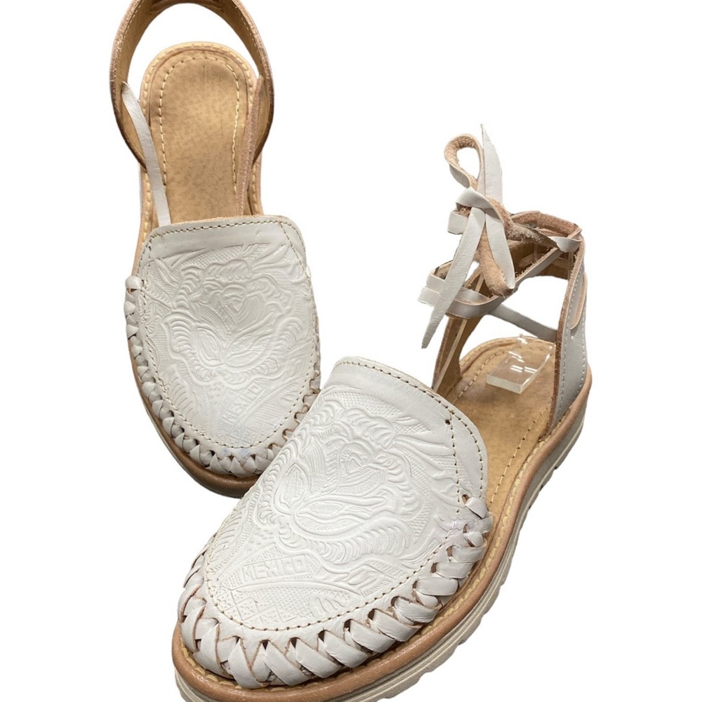 White Leather Women's Wrap Sandals
